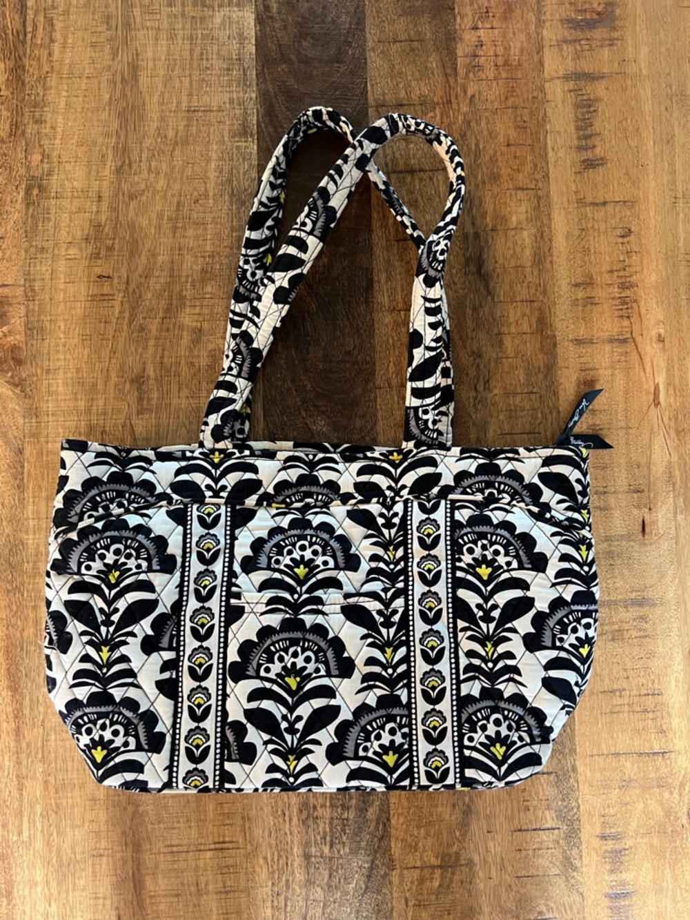 Vera Bradley Black & White Floral Small Quilted Tote